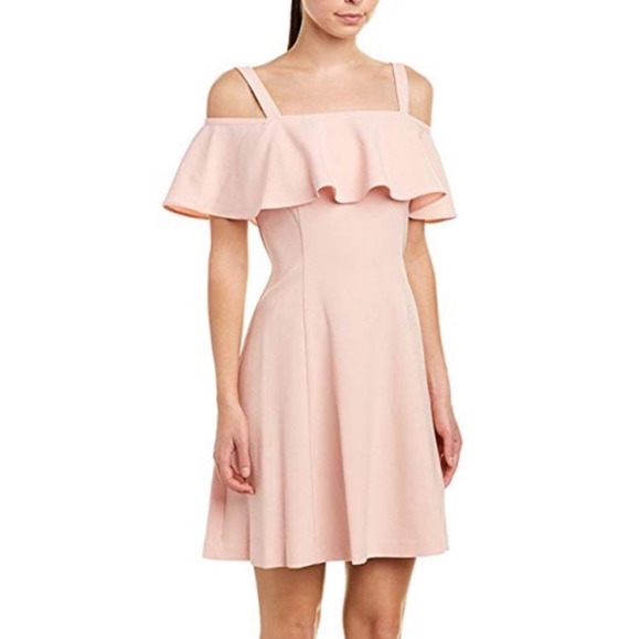 Eliza J Dresses & Skirts - 💎Eliza J Ruffled Cold Shoulder Blush Pink Bridesmaids Dress
